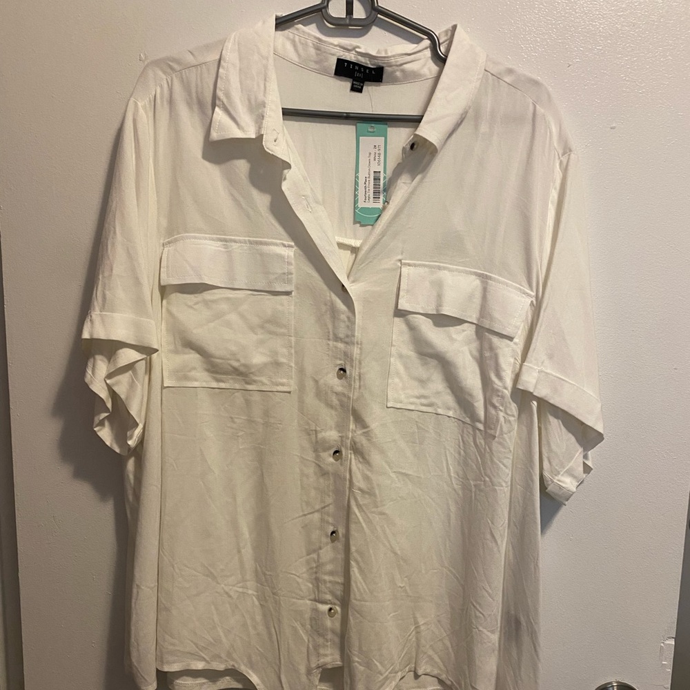 Button Down Tie Blouse